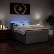 Боксспринг легло с матрак, сиво, 160x200 см, изкуствена кожа