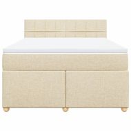 Боксспринг легло с матрак, кремава, 140x200 см, плат