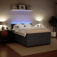 Боксспринг легло с матрак, тъмносиво, 140x200 см, кадифе