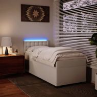 Боксспринг легло с матрак, бяло, 80x200 см, изкуствена кожа