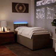 Боксспринг легло с матрак, капучино, 100x200см, изкуствена кожа