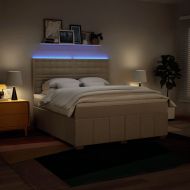 Боксспринг легло с матрак, кремава, 180x200 см, плат