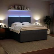 Боксспринг легло с матрак, тъмносиво, 180x200 см, кадифе