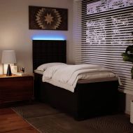 Боксспринг легло с матрак, черно, 100x200 см, изкуствена кожа