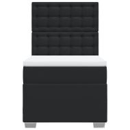 Боксспринг легло с матрак, черно, 100x200 см, изкуствена кожа