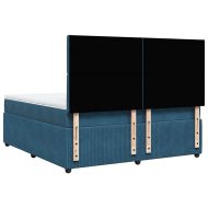 Боксспринг легло с матрак, синьо, 180x200 см, кадифе