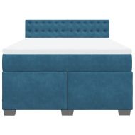 Боксспринг легло с матрак, синьо, 140x200 см, кадифе