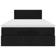 Османска легло с матрак и LED, черно, 120x190 см, плат