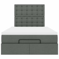 Османска легло с матрак и LED, тъмносиво, 120x200 см, плат