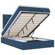 Османска легло с матрак и LED, синьо, 120x200 см, плат