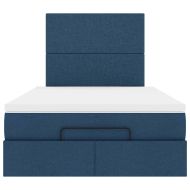 Османска легло с матрак и LED, синьо, 120x200 см, плат