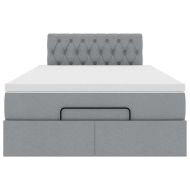 Османска легло с матрак и LED, светлосиво, 120x200 см, плат