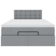 Османска легло с матрак и LED, светлосиво, 120x200 см, плат