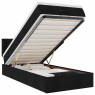 Османска легло с матрак и LED, черно, 90x200 см, плат