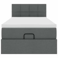 Османска легло с матрак и LED, тъмносиво, 90x200 см, плат