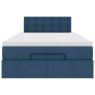 Османска легло с матрак и LED, синьо, 120x200 см, плат