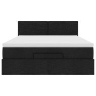 Османска легло с матрак и LED, черно, 140x200 см, плат