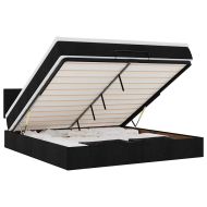 Османска легло с матрак и LED, черно, 160x200 см, плат