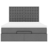 Османска легло с матрак и LED, тъмносиво, 140x200 см, плат