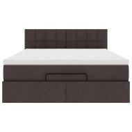 Османска легло с матрак и LED, тъмнокафяво, 140x200 см, плат
