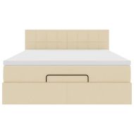 Османска легло с матрак и LED, кремаво, 140x200 см, плат