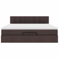 Османска легло с матрак и LED, тъмнокафяво, 160x200 см, плат