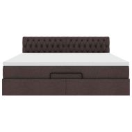 Османска легло с матрак и LED, тъмнокафяво, 160x200 см, плат