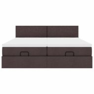 Османска легло с матрак и LED, тъмнокафяво, 200x200 см, плат