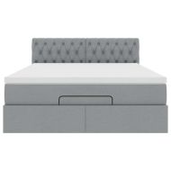 Османска легло с матрак и LED, светлосиво, 140x200 см, плат