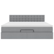 Османска легло с матрак и LED, светлосиво, 160x200 см, плат