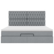 Османска легло с матрак и LED, светлосиво, 160x200 см, плат