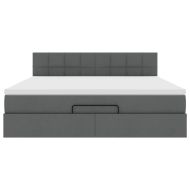 Османска легло с матрак и LED, тъмносиво, 160x200 см, плат