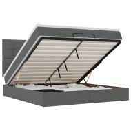 Османска легло с матрак и LED, тъмносиво, 160x200 см, плат