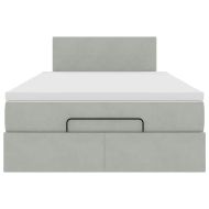 Османска легло с матрак и LED, светлосиво, 120x200 см, кадифе