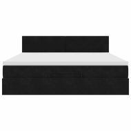 Османска легло с матрак и LED, черно, 180x200 см, кадифе