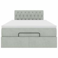 Османска легло с матрак и LED, светлосиво, 120x200 см, кадифе