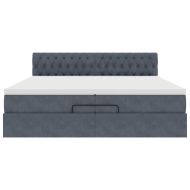 Османска легло с матраци и LED, тъмносиво, 200x200 см, кадифе