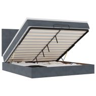 Османска легло с матраци и LED, тъмносиво, 200x200 см, кадифе