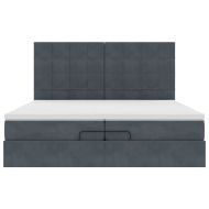 Османска легло с матраци и LED, тъмносиво, 200x200 см, кадифе