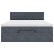 Османска легло с матрак и LED, тъмносиво, 140x200 см, кадифе