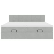 Османска легло с матраци и LED, светлосиво, 180x200 см, кадифе