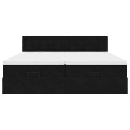 Османска легло с матраци и LED, черно, 180x200 см, кадифе