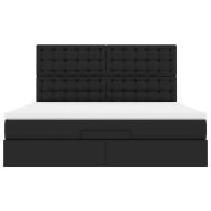 Османска легло с матрак&LED, черно, 160x200 см, изкуствена кожа