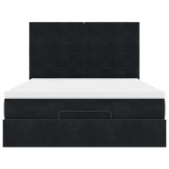 Османска легло с матраци и LED, черно, 140x190 см, кадифе