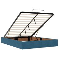 Османска легло с матраци и LED, тъмносиньо, 140x190 см, кадифе