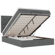 Османска легло с матрак и LED, тъмносиво, 140x190 см, плат