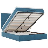 Османска легло с матраци и LED, тъмносиньо, 140x190 см, кадифе