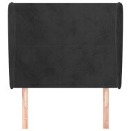 Горна табла за легло с уши, черна, 93x23x118/128 см, кадифе
