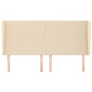 Горна табла за легло с уши, кремава, 163x23x118/128 см, плат