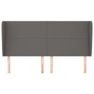 Горна табла с уши, сива, 183x23x118/128 см, изкуствена кожа